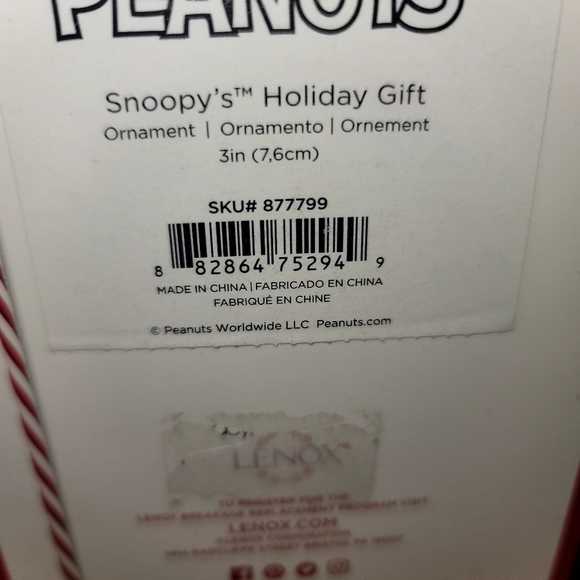 2017 Peanuts Snoopy Woodstock Lenox Tree Christmas Ornament - Picture 3 of 4